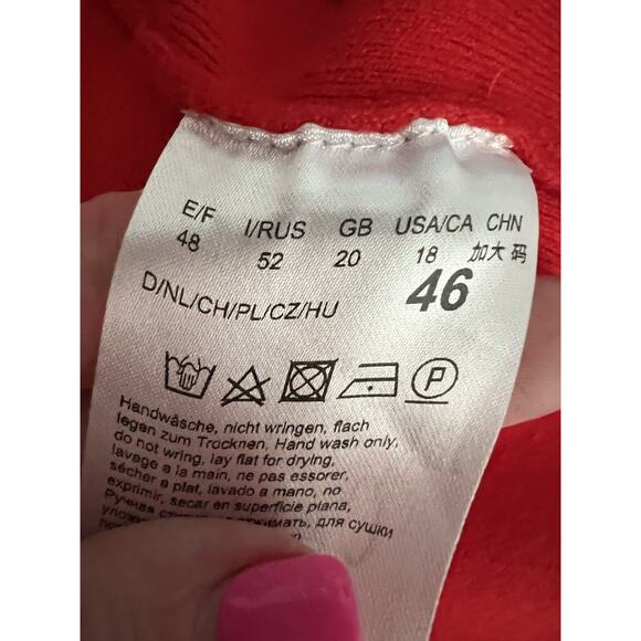 BETTY BARCLAY Bright Red Longline Big Pockets Knit Sweater Cardigan - Picture 7 of 10